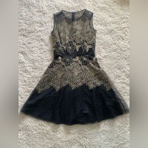 Tahari Black and Gold Cocktail Dress